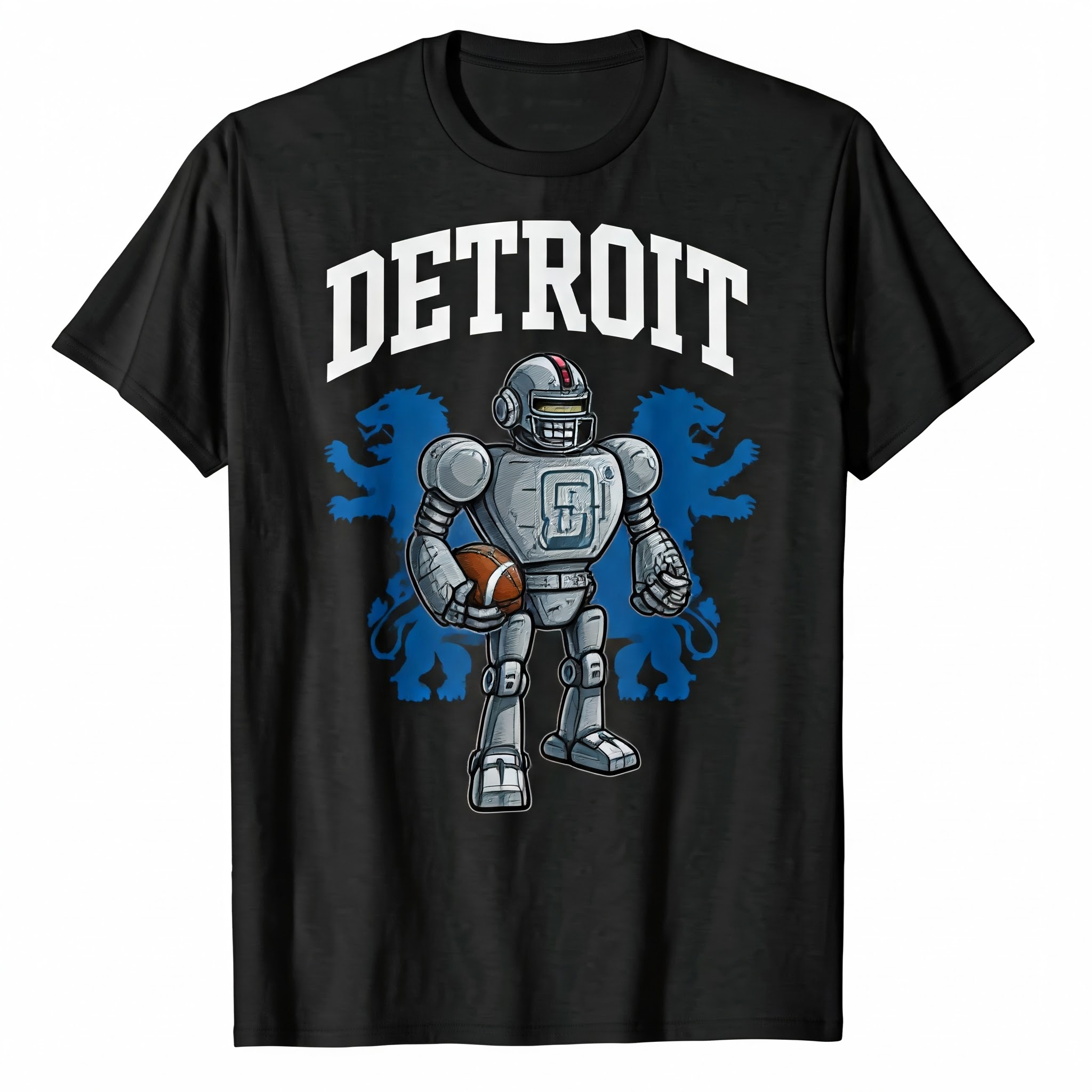 Detroit Neon Rivals Tee, Detroit Robot Lions TShirt, Futuristic Detroit Lions Tee