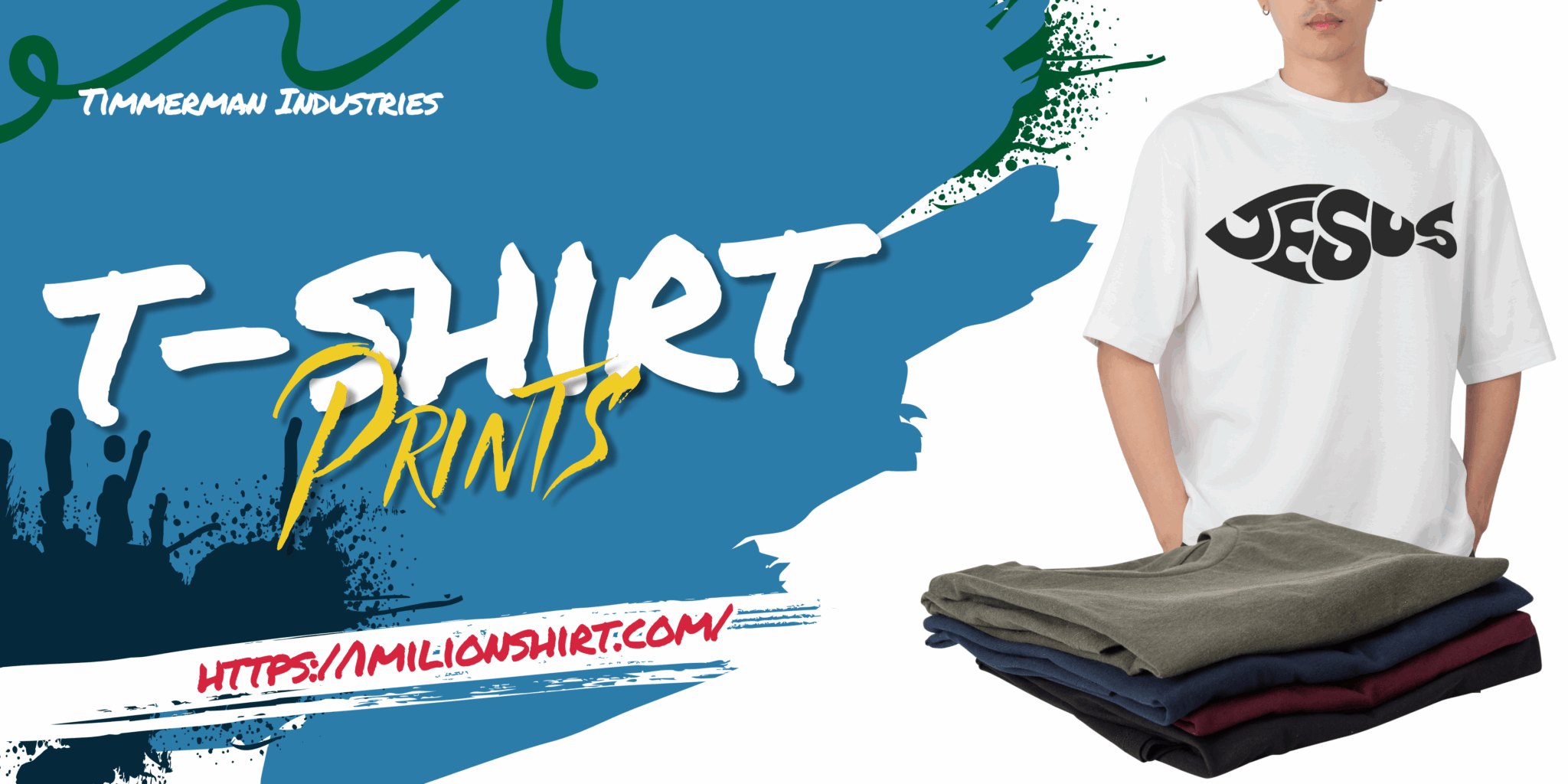 Green & Yellow Minimalist T-shirt Prints Banner