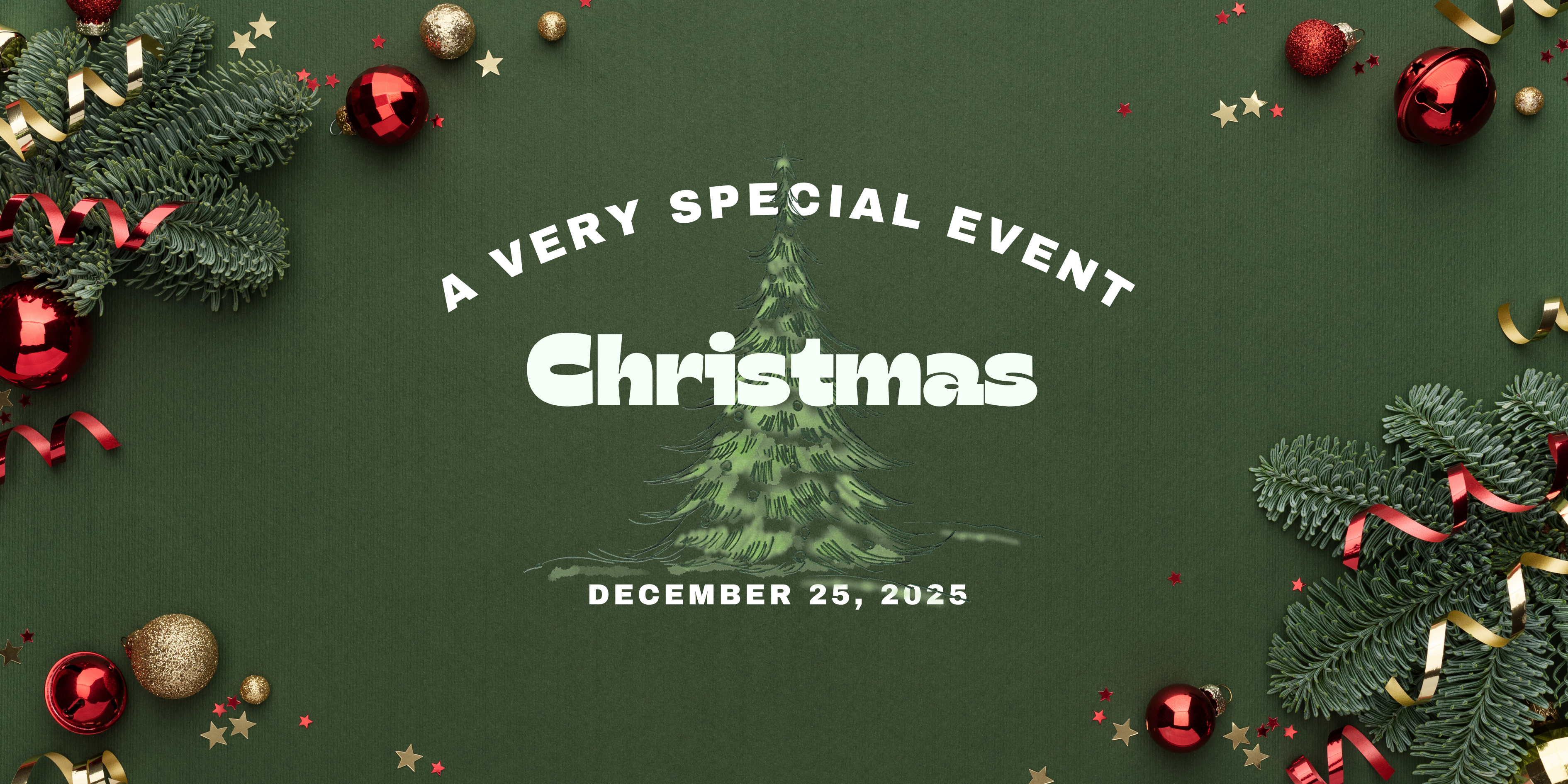 Green Simple Christmas Sale Banner Landscape